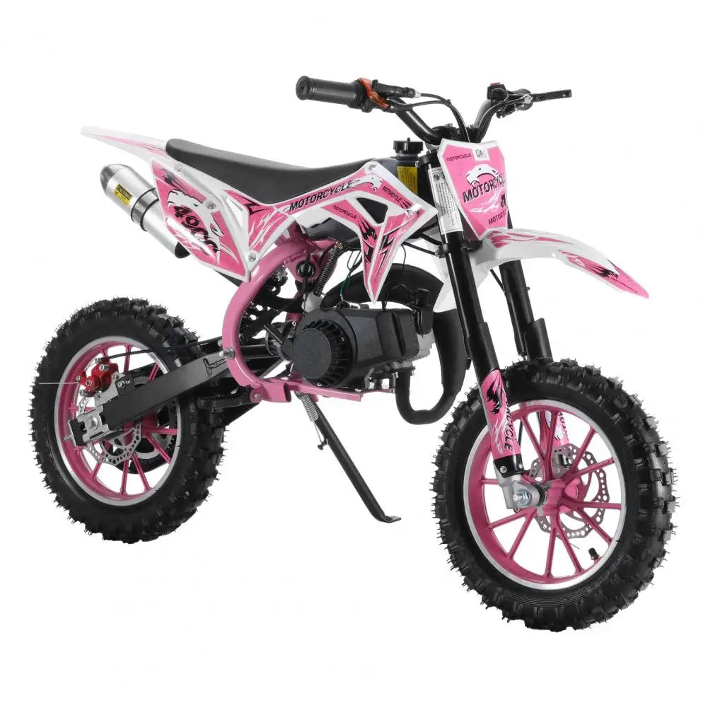 49cc 2-Stroke Kids Dirt Bike, Gas Power Motocross, Off Road Mini Motorcycle, Children Motorbike Front Rear Disc Brakes, Pull Sta