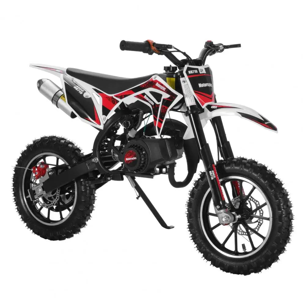 49cc 2-Stroke Kids Dirt Bike, Gas Power Motocross, Off Road Mini Motorcycle, Children Motorbike Front Rear Disc Brakes, Pull Sta