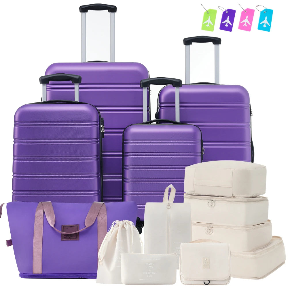 4 Piece Hardshell Luggage Sets 16/20/24/28 Inch, Lightweight Spinner Suitcase with TSA Lock & Storage Bag, Travel Hard Suitcase