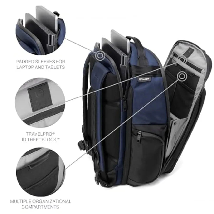 Altitude Large Expandable Travel Laptop Backpack 30-36L 16 Inch Laptop Water Resistant Work Business Men Women Aviator Navy