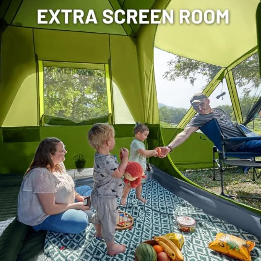 5-9 Person SUV Tent with Screen Porch and Awning for Family Camping Weather Resistant and Portable Van or Car Tent Includes Rai