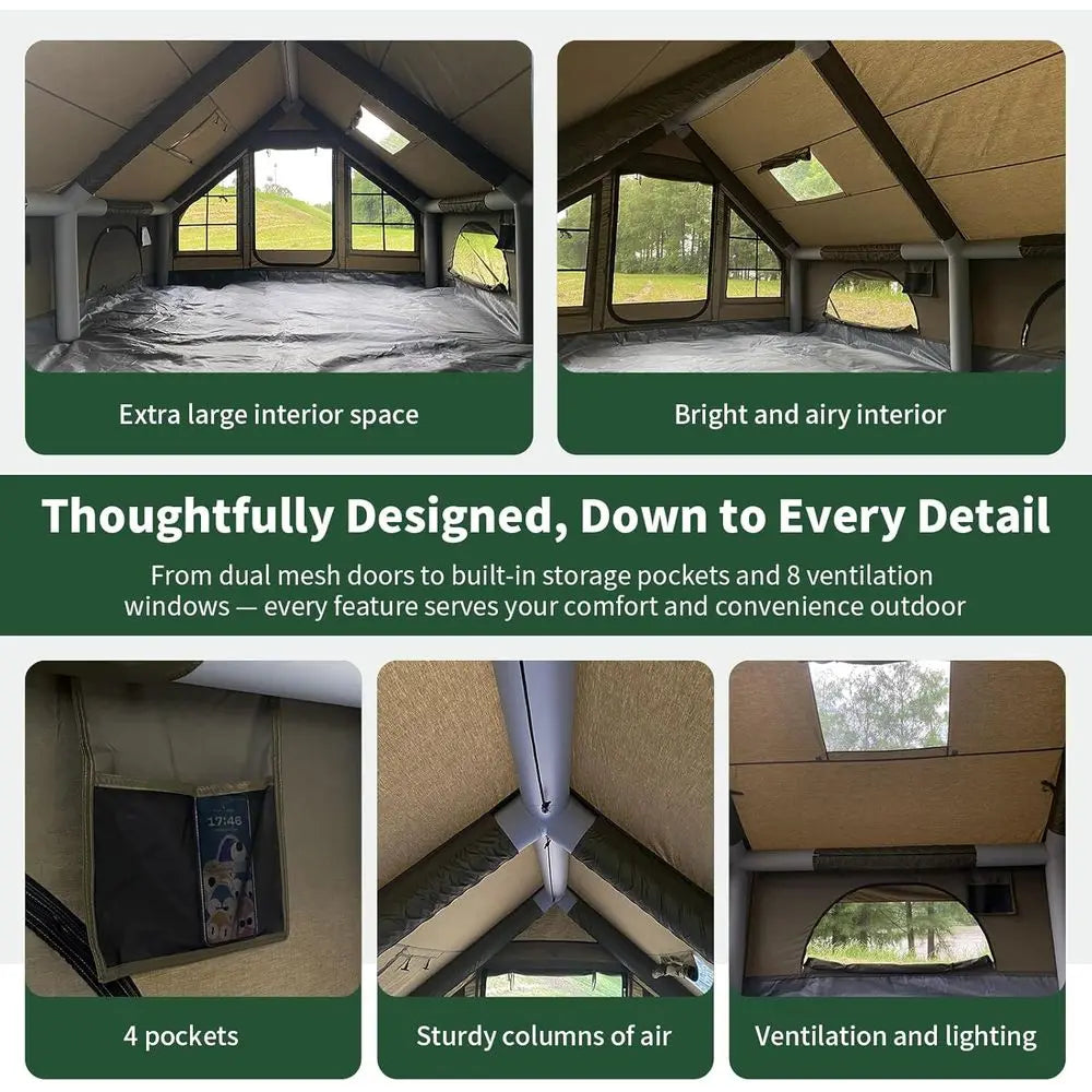 All-Season Dual Door Luxury Tent with Built-in Stove Jack, Wind & Rain Resistant, Breathable & Durable Fabric, Quick Setup, Mosq