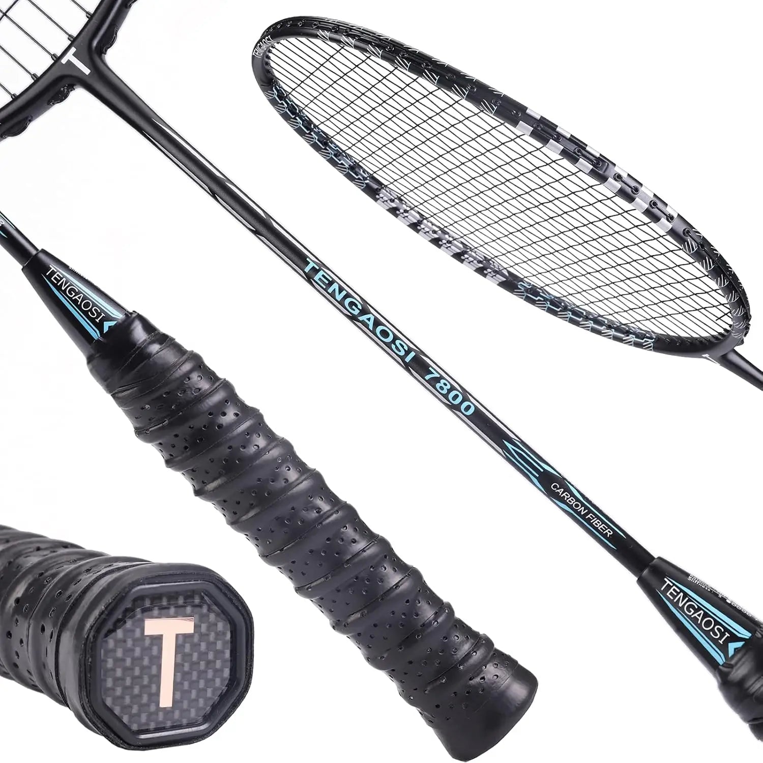 Professional Badminton Rackets Set of 4 with Shuttlecocks for Outdoor or Indoor Sports Games
