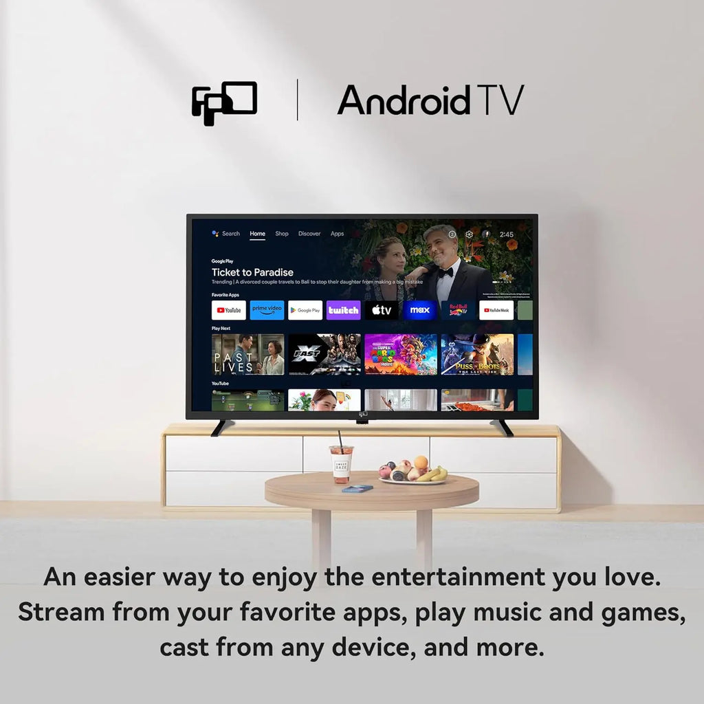 32 Inch Smart Android TV with HDR 10, Google Play, WiFi, Voice Remote for Streaming and Gaming