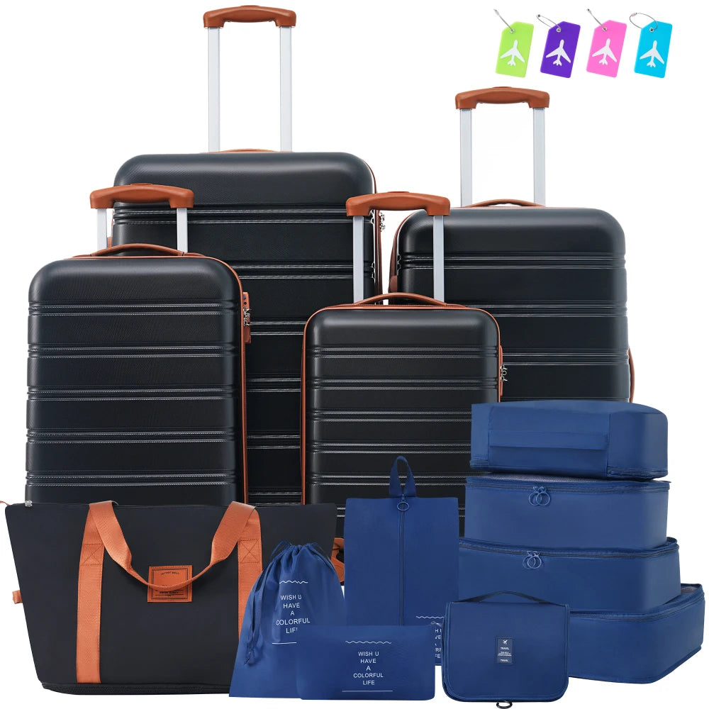 4Pcs Hardshell Luggage Set 16/20/24/28 Inch with Bag Lightweight Spinner Suitcase TSA Lock Travel Luggage