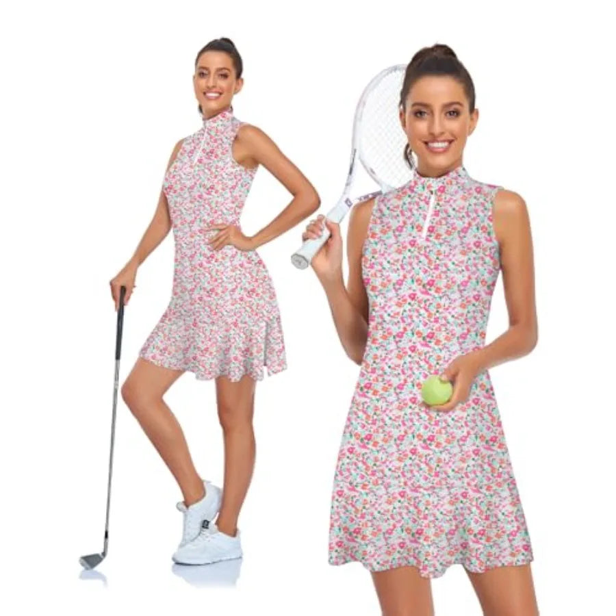 Cucuchy Womens Golf Tennis Dress Sleeveless Athletic Sports Workout Dresses