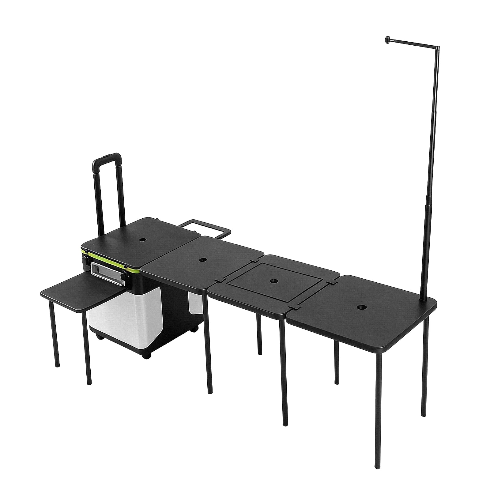 Portable Folding Kitchen Table with Wheels Portable Folding Camp Cook Station with Light Poles for Home BBQ Tailgates Cookouts