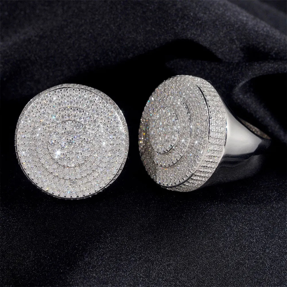 925 Sterling Silver Round Cut Moissanite Men's Ring Hip Hop Ring Party Gift Jewelry The Best Gift for His Birthday Gift