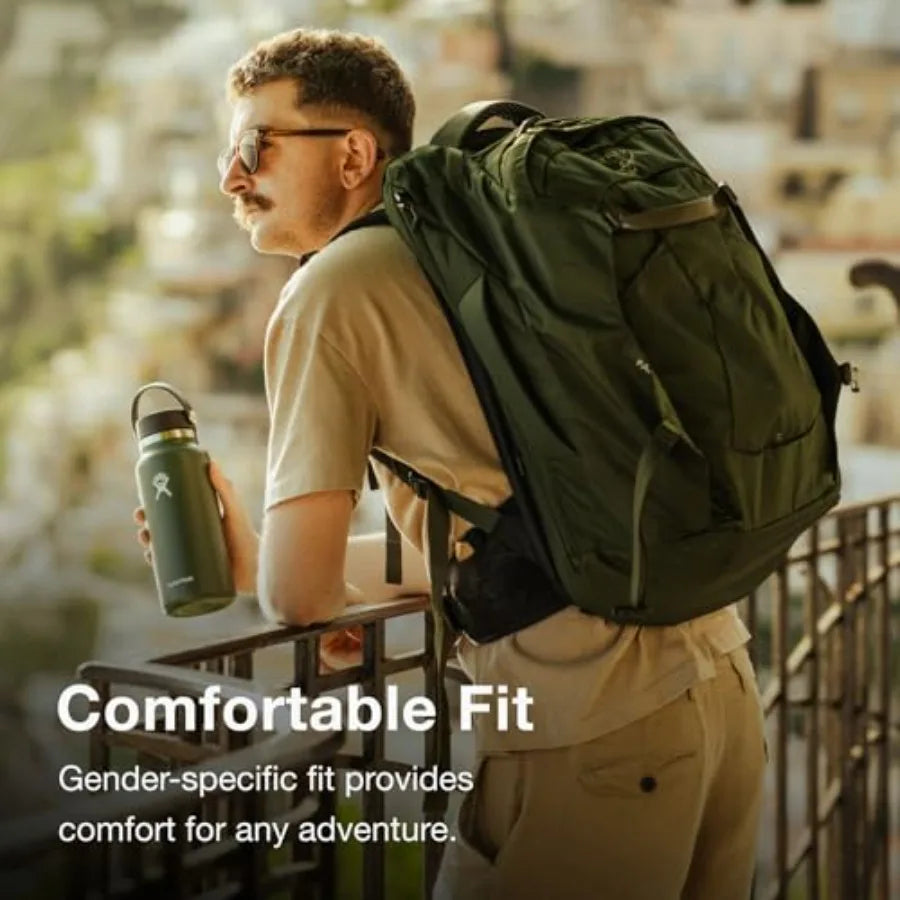 40L Men's Travel Backpack for Outdoor Adventures Muted Space Blue Durable Polyester Material Lightweight and Comfortable with A