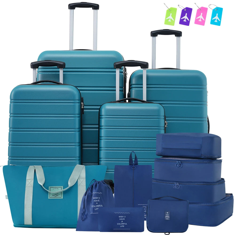 4Pcs Hardshell Luggage Set 16/20/24/28 Inch with Bag Lightweight Spinner Suitcase TSA Lock Travel Luggage