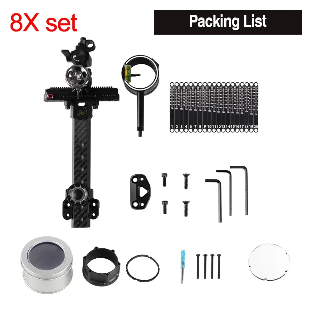 Archery Hunting Shooting Compound Bow Single Pin Sight 4/6/8x Lens Carbon Rod Adjustable Outdoor Archery Bow Target Accessories