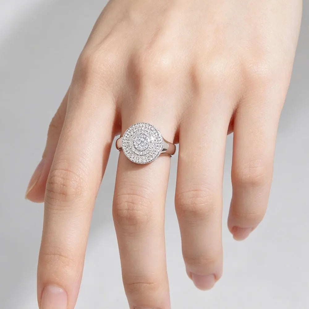 925 Sterling Silver Round Cut Moissanite Men's Ring Hip Hop Ring Party Gift Jewelry The Best Gift for His Birthday Gift