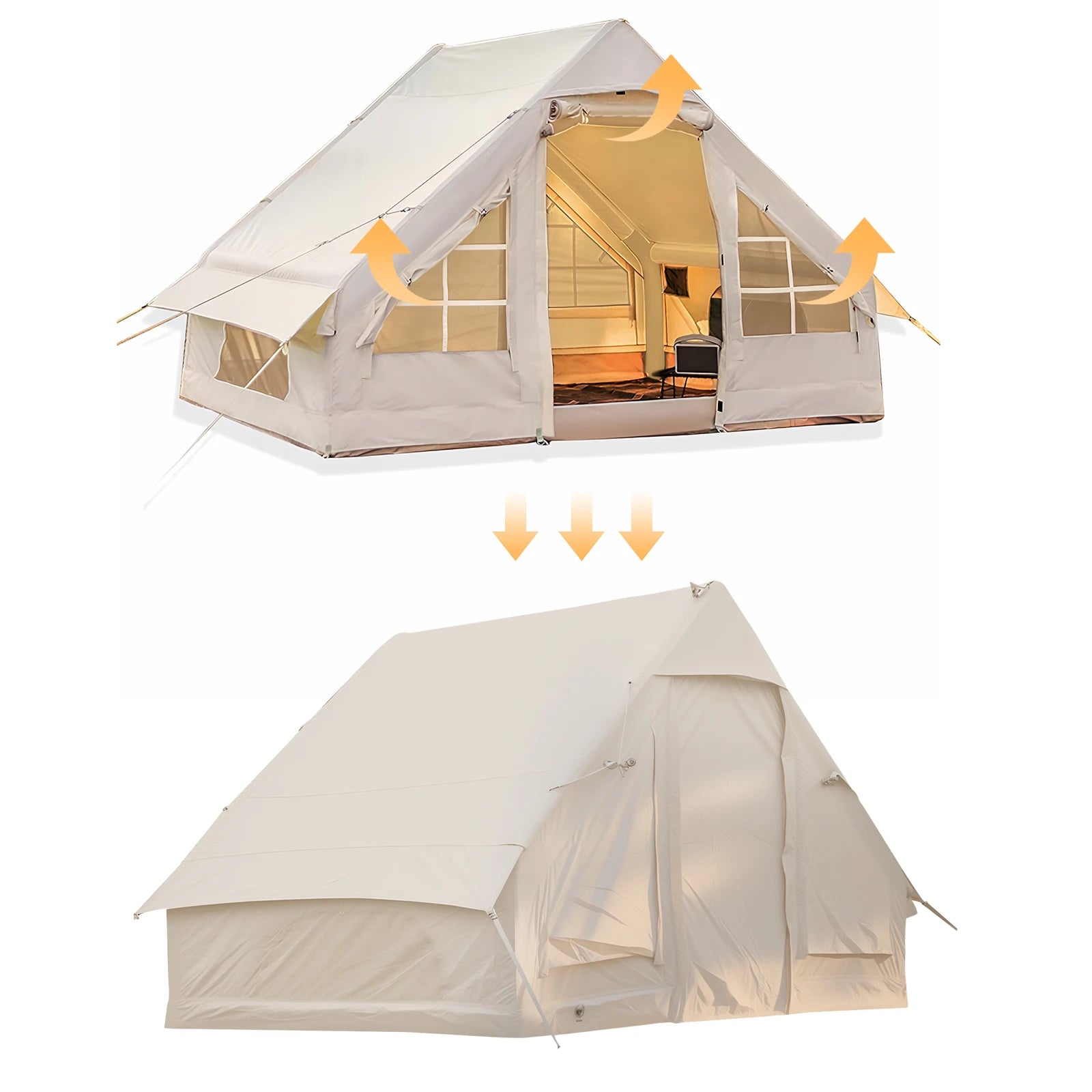 for 4-6 People Air Family Tunnel Tent with Hand Pump Instant Glamping Camping Tents House Oxford Fabric for Adults Travel Hiking