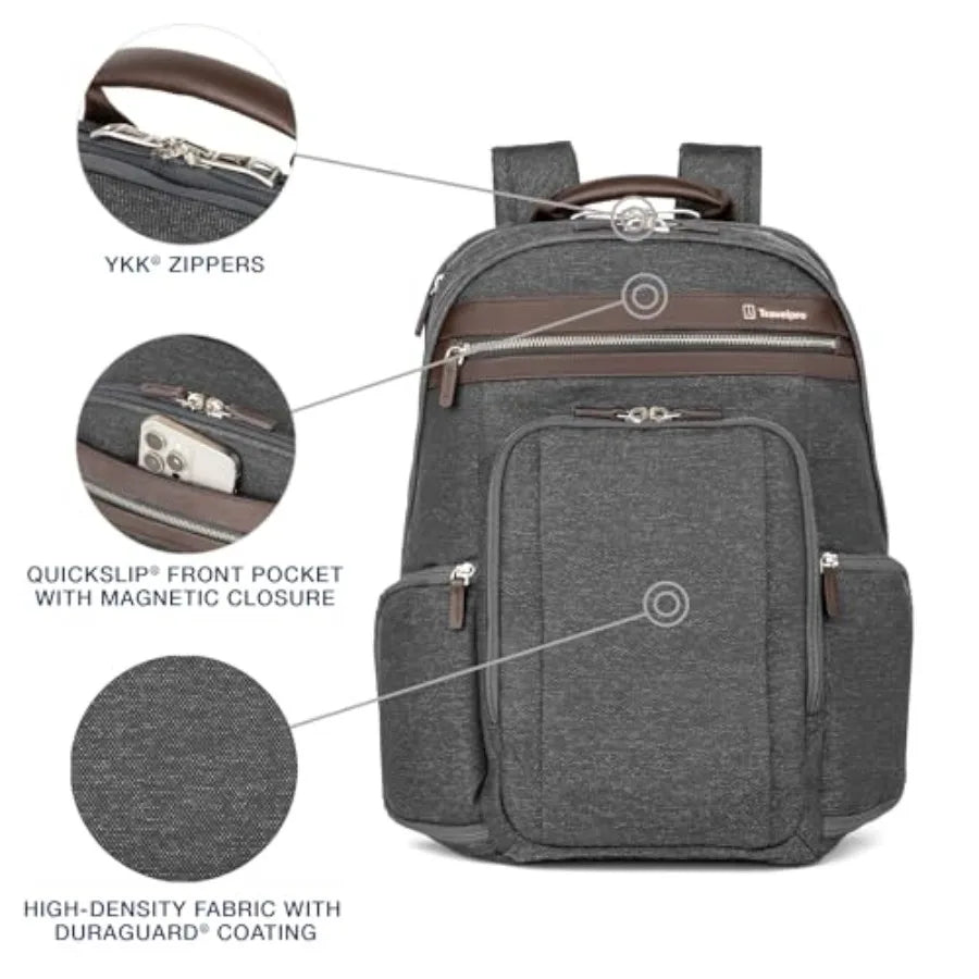 Platinum Elite Business Laptop Travel Backpack Fits up to 16 Inch Laptop Water Resistant Vintage Grey for Men and Women