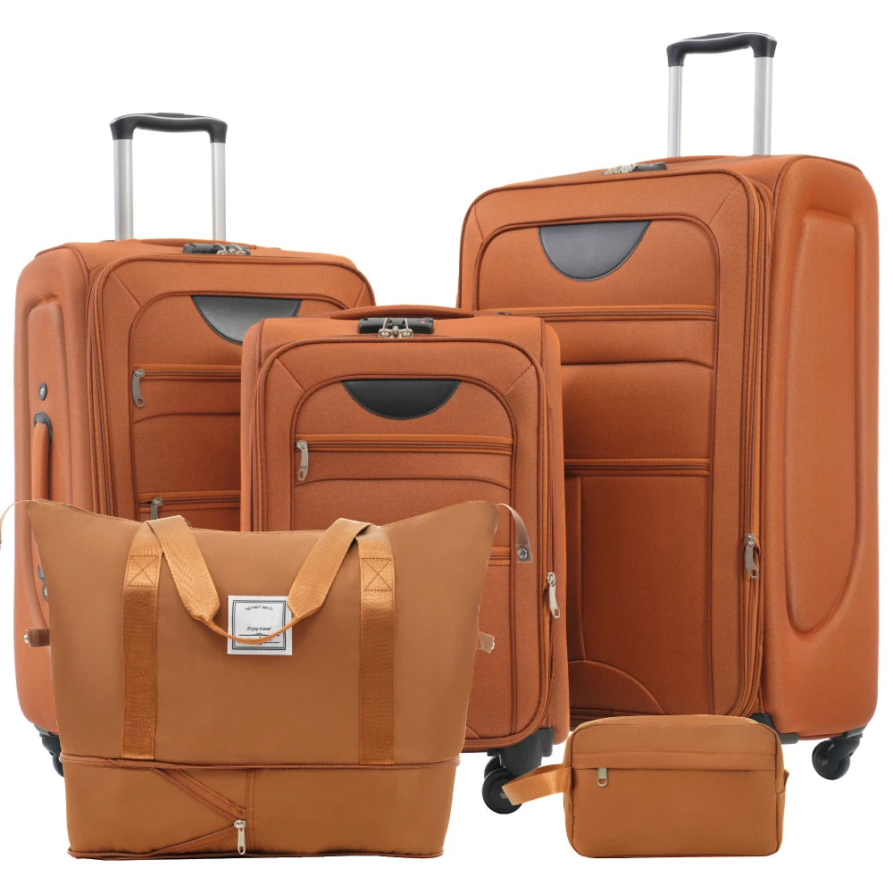 3Pcs Travel Luggage Set Softside Expandable 22/26/30 Inch Softshell Upright Suitcase with Duffel Bag Spinner Wheels