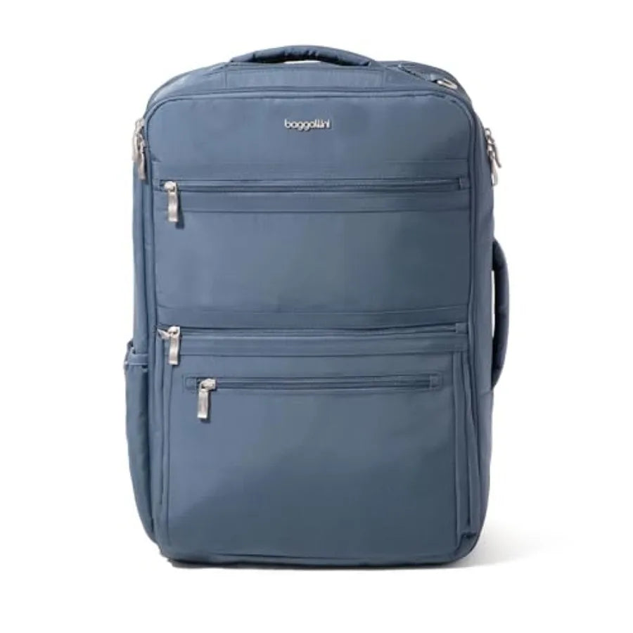 Modern Convertible Travel Backpack for Outdoor Adventures Durable Polyester Fabric Navy Blue Adjustable Straps and Hidden Lapto