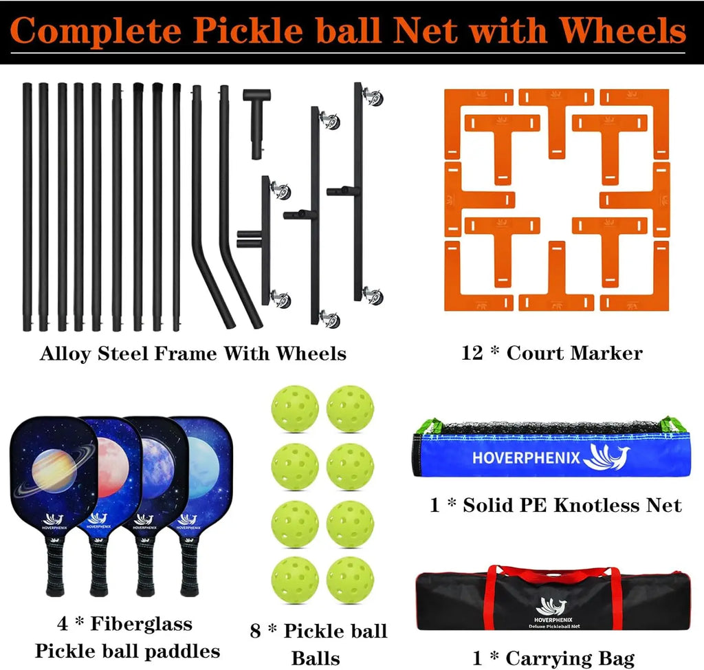 22FT Regulation Pickleball Net Set with Paddles, Balls & Carry Bag for Outdoor/Indoor Games