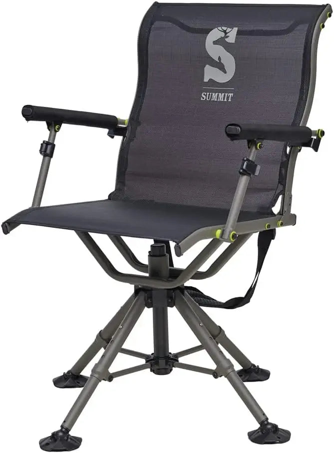 Stable Hunting Chair for Blinds with Wide Feet, Ideal for Uneven Ground or Mud, Black