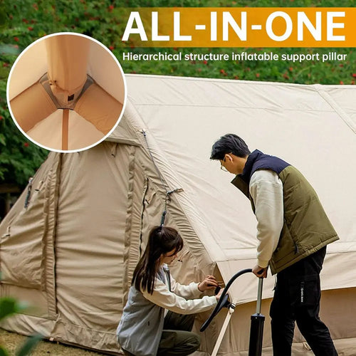 4-Season Waterproof Windproof Inflatable Camping Tent with Easy Setup and Luxury Cabin Features
