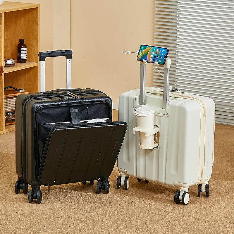 18 inches suitcase swivel wheels male student durable sturdy thick password travel case