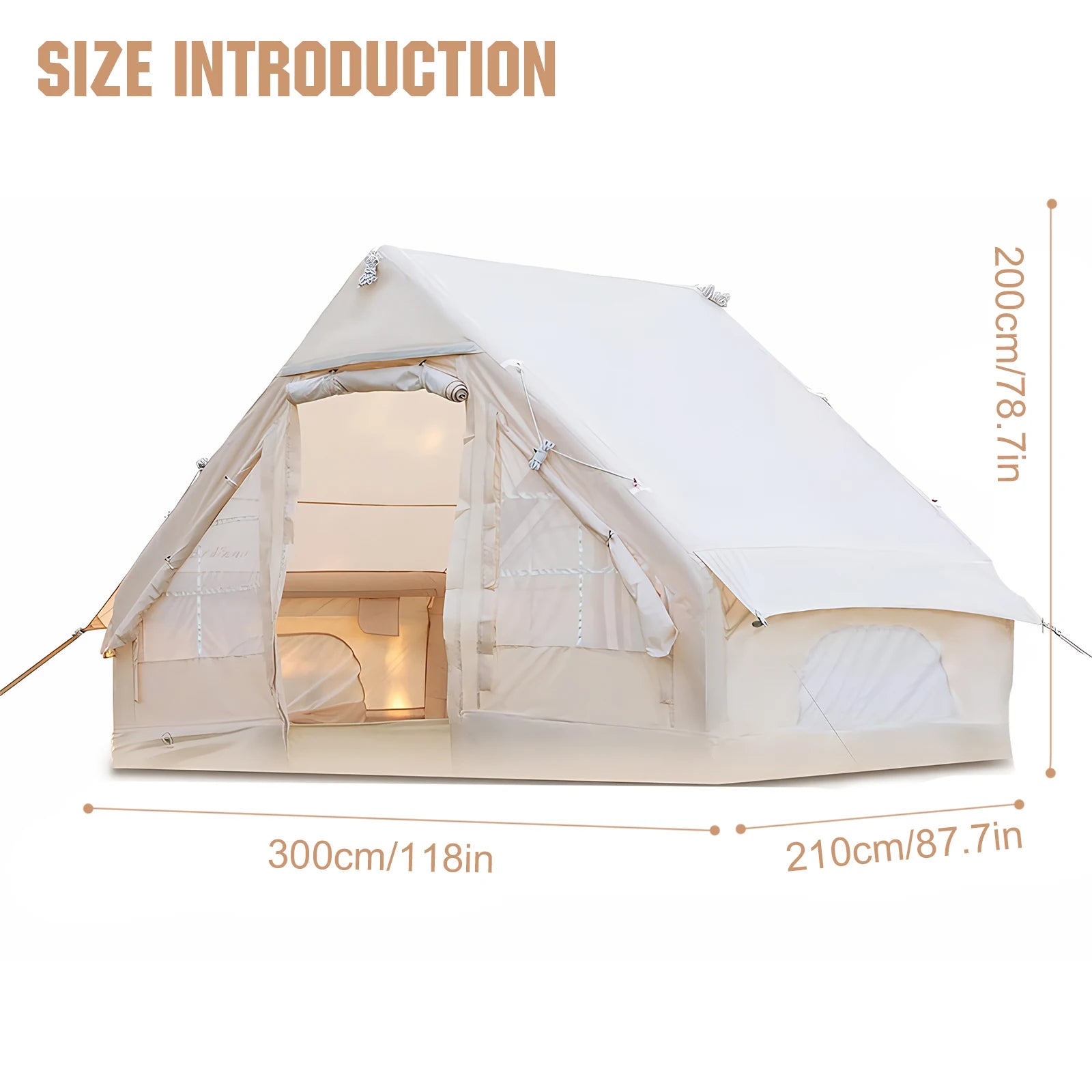 for 4-6 People Air Family Tunnel Tent with Hand Pump Instant Glamping Camping Tents House Oxford Fabric for Adults Travel Hiking