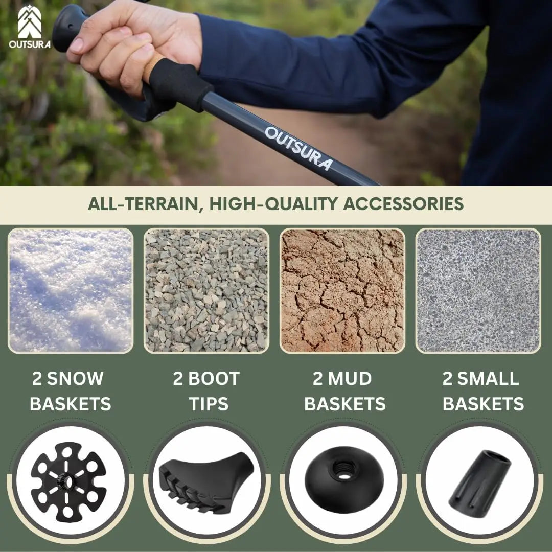 Carbon Fiber Hiking Stick 2 Pack – Professional Grade, Collapsible Trekking & Walking Sticks for Hiking