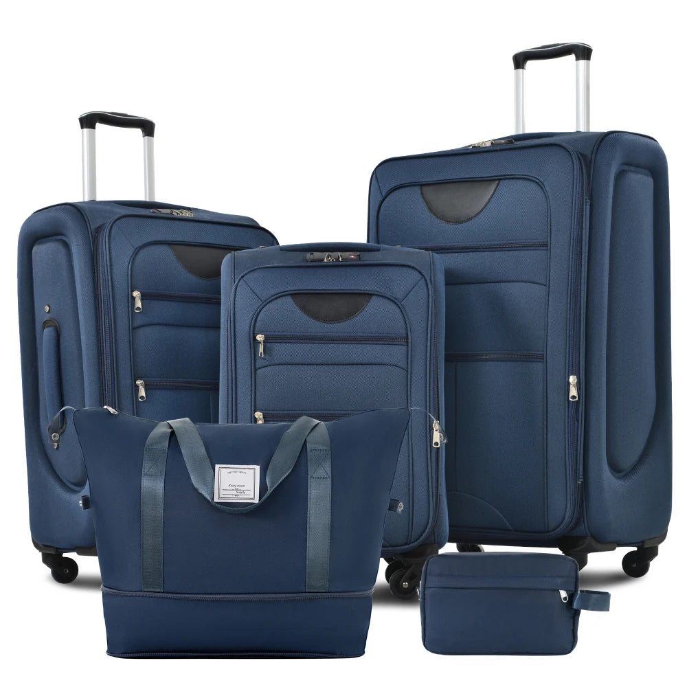 3Pcs Travel Luggage Set Softside Expandable 22/26/30 Inch Softshell Upright Suitcase with Duffel Bag Spinner Wheels