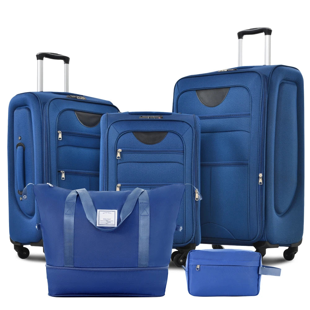 3Pcs Travel Luggage Set Softside Expandable 22/26/30 Inch Softshell Upright Suitcase with Duffel Bag Spinner Wheels