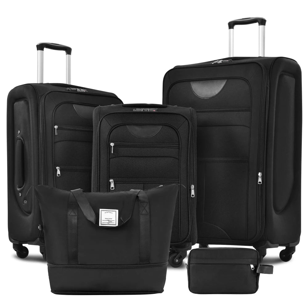 3Pcs Travel Luggage Set Softside Expandable 22/26/30 Inch Softshell Upright Suitcase with Duffel Bag Spinner Wheels