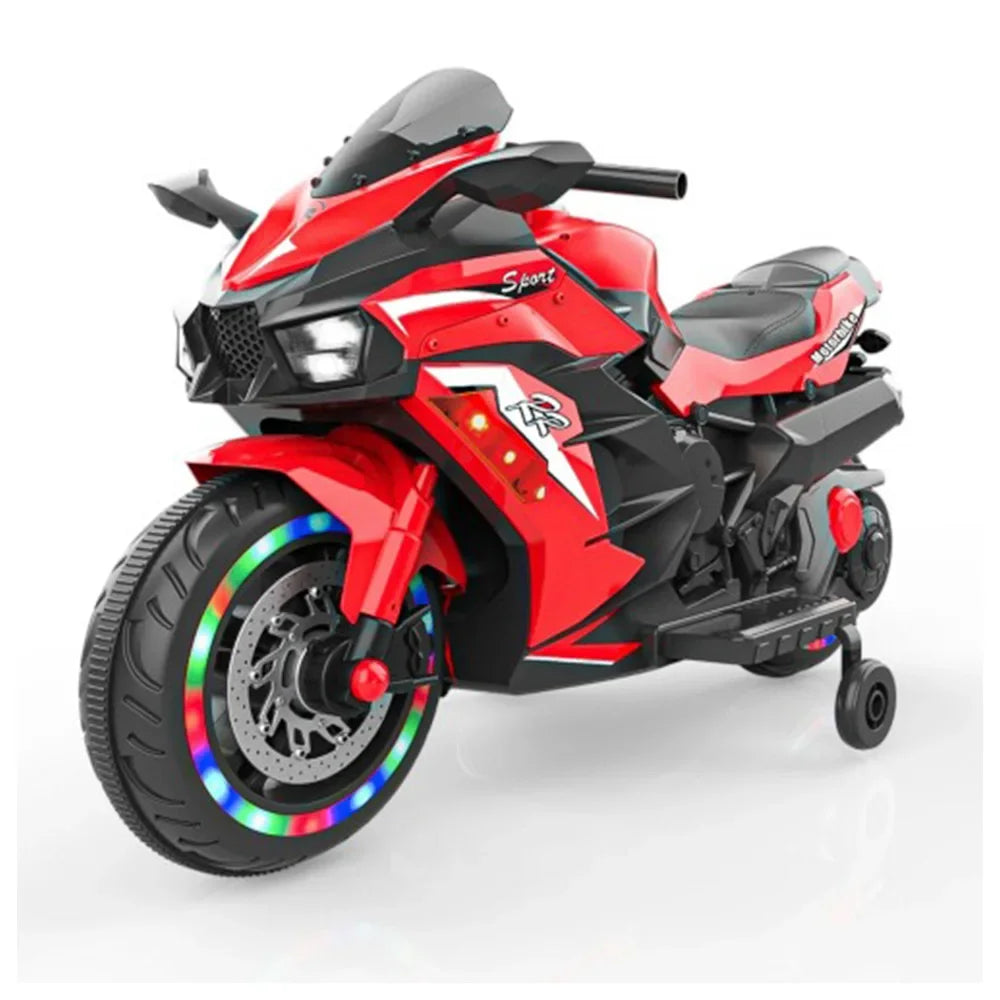 12V Motorcycle Electric Kids Motorcycle Battery Powered Color Light MUSIC Bluetooth Training wheels Motorcycle for 3-4Years Old