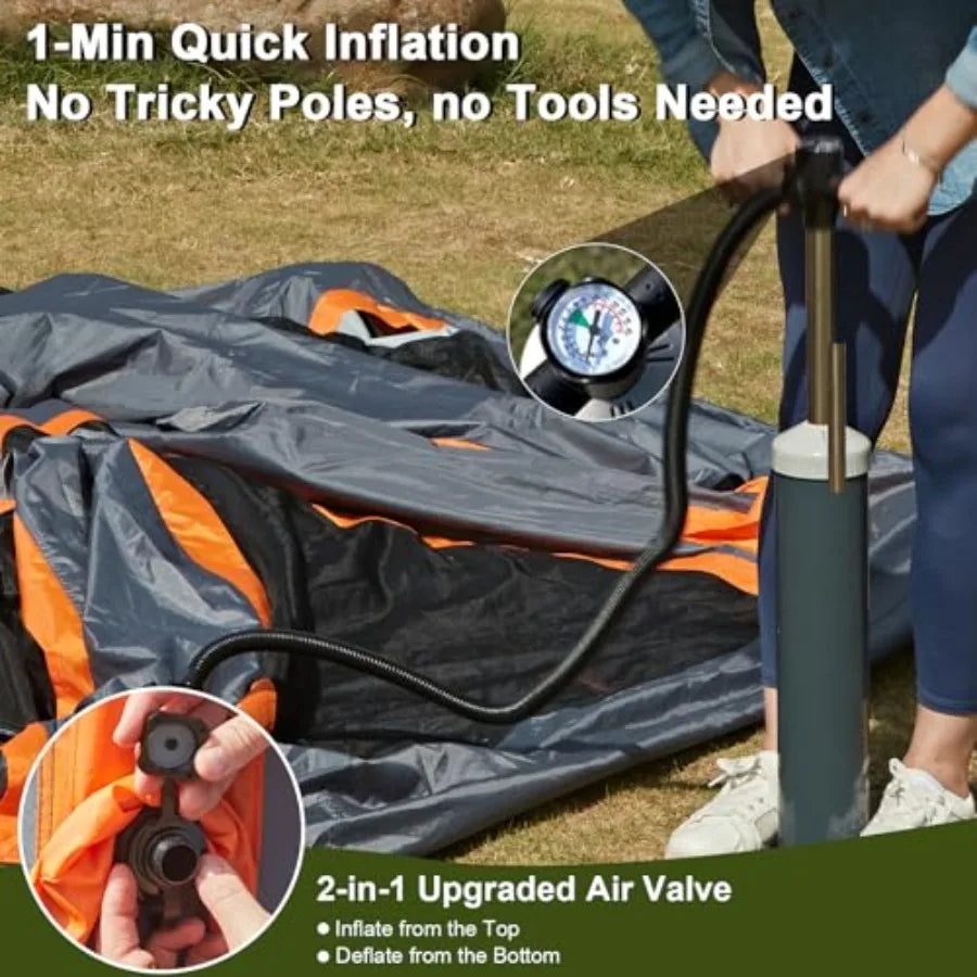 Inflatable Tents for CampingEasy Blow Up Tent with Hand Pump 4 Seasons Waterproof Air Inflatable Camping Tent House for Family