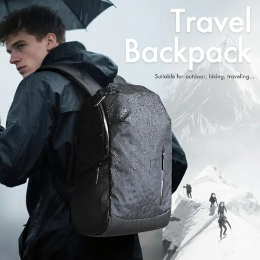 hk Waterproof Travel Backpack for Men Lightweight 30L Laptop Backpack with 17.3" Compartment Anti Theft Black Bag for Work Coll