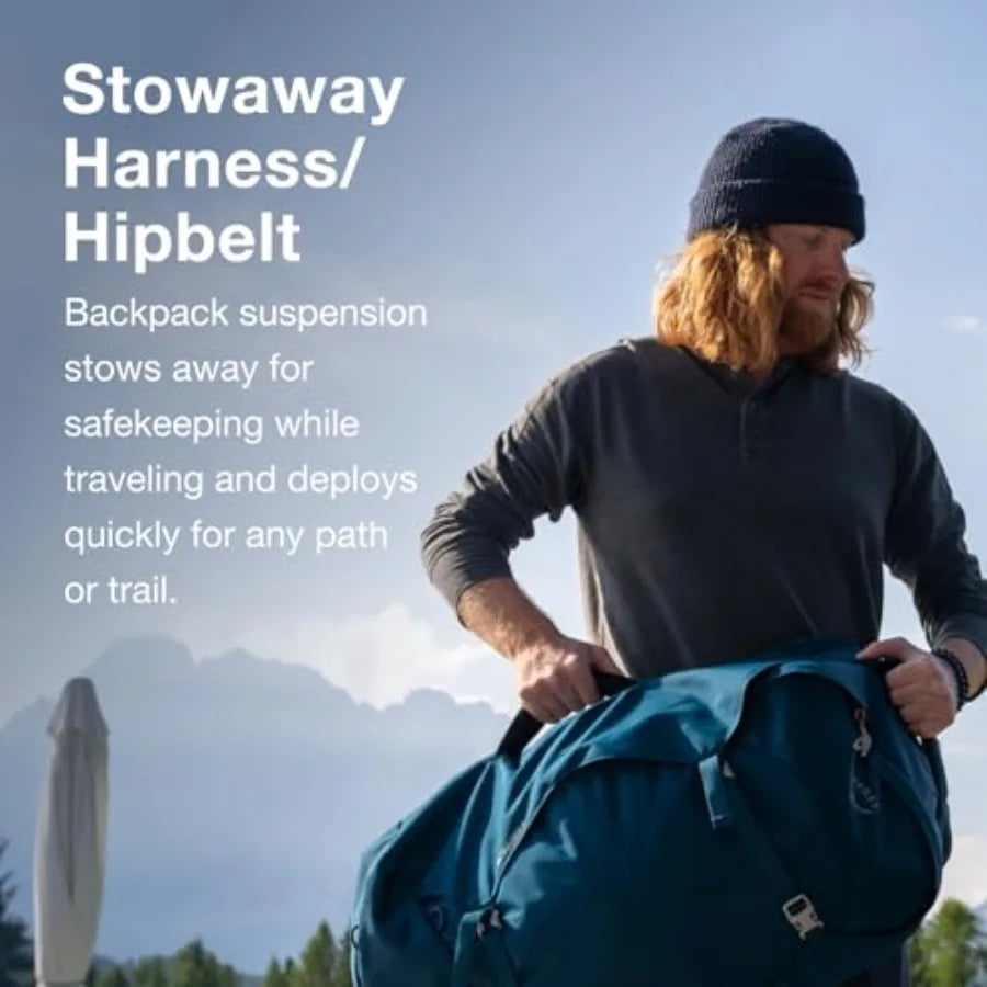 40L Men's Travel Backpack for Outdoor Adventures Muted Space Blue Durable Polyester Material Lightweight and Comfortable with A