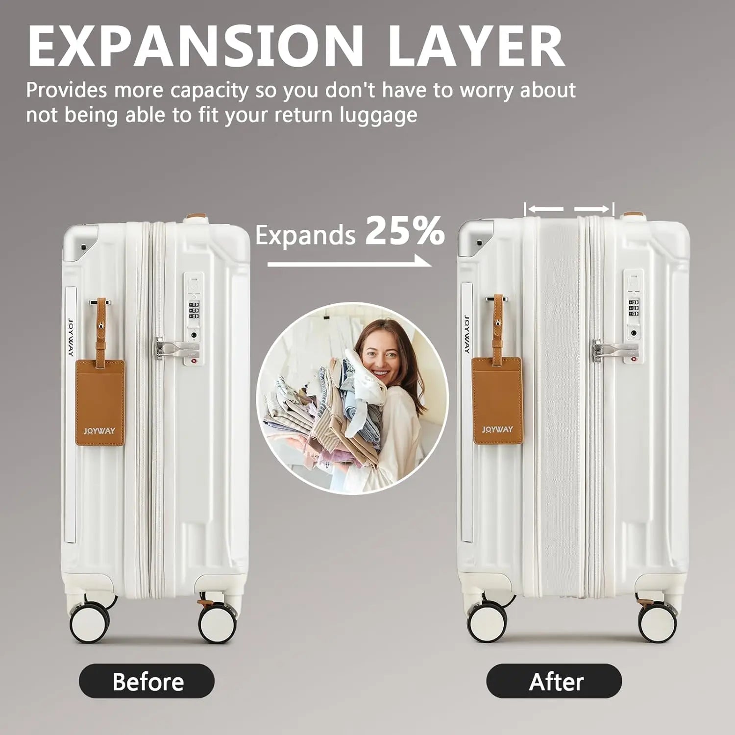 Expandable Hardside Luggage Set with USB Port, Cup Holder & TSA Lock - Lightweight Spinner Suitcases for Travel