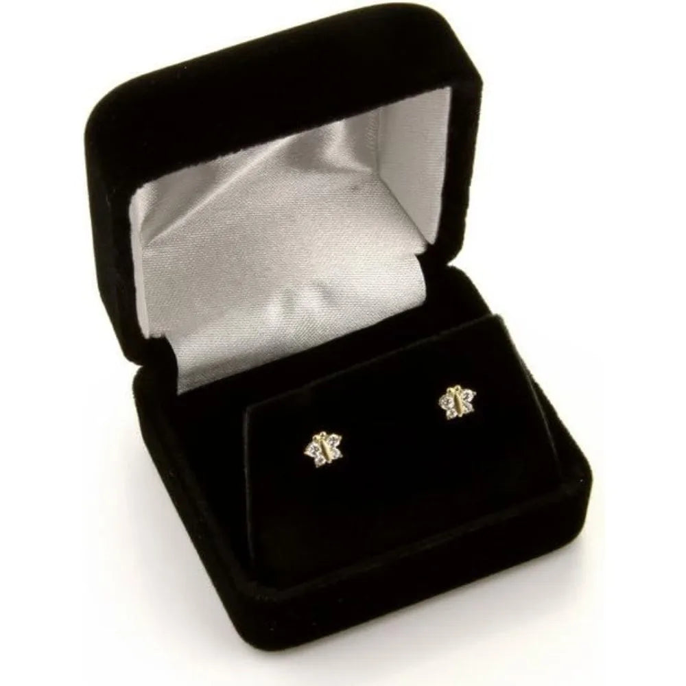 Real Yellow Gold Flower Stud Earrings with Screw Back, 3 Color Options, High-Quality Jewelry
