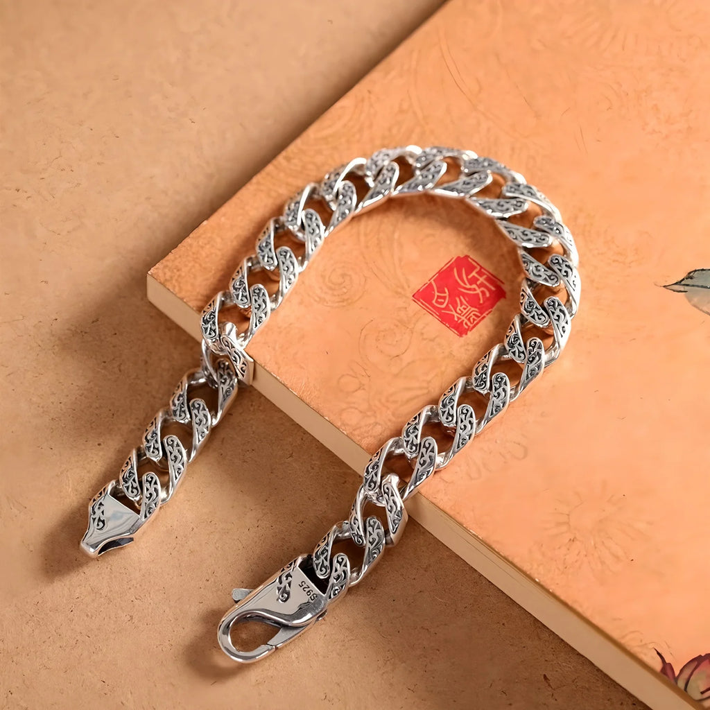 New 100% S925 Silver Vine Grass Pattern Bracelet for Men and Women Fashion Punk Style Personalized Jewelry Dropshipping with box