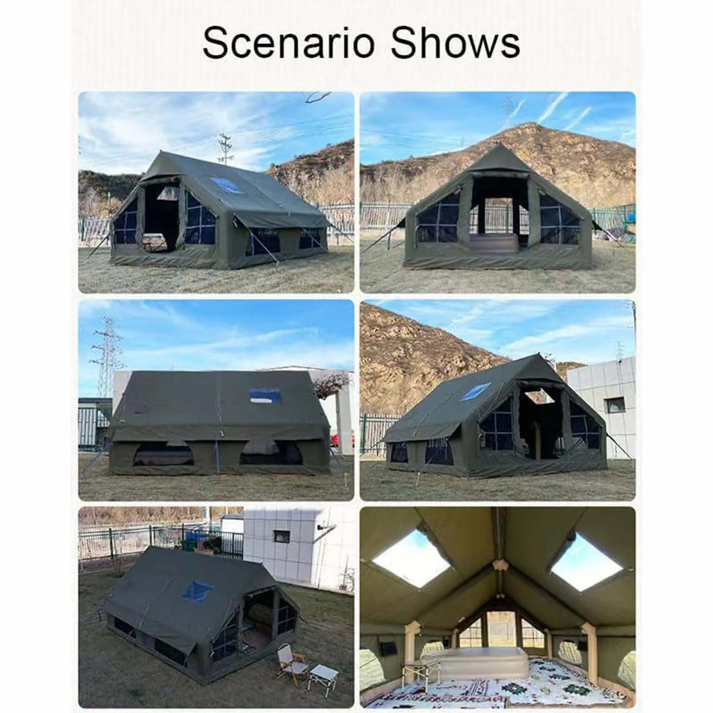 13' x 10' Large Inflatable Tents for Camping 8-10 Person, 4 Season Luxury Air Tent with Stove Jack for Outdoor Christmas Camping