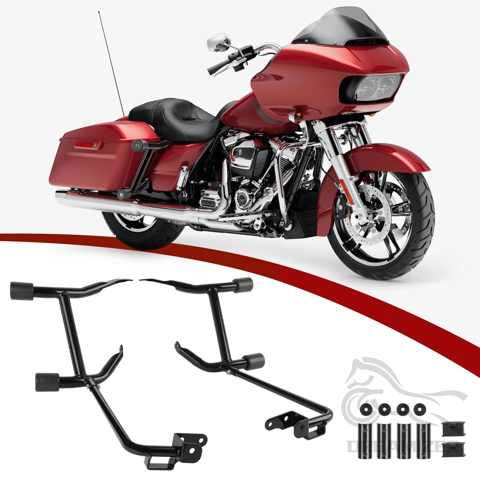 Motorcycle Hnadlebar Rear Performance Bagger Saddlebag Guard Crash Bar for Street Road Glide Touring 14-24 Stainless Steel