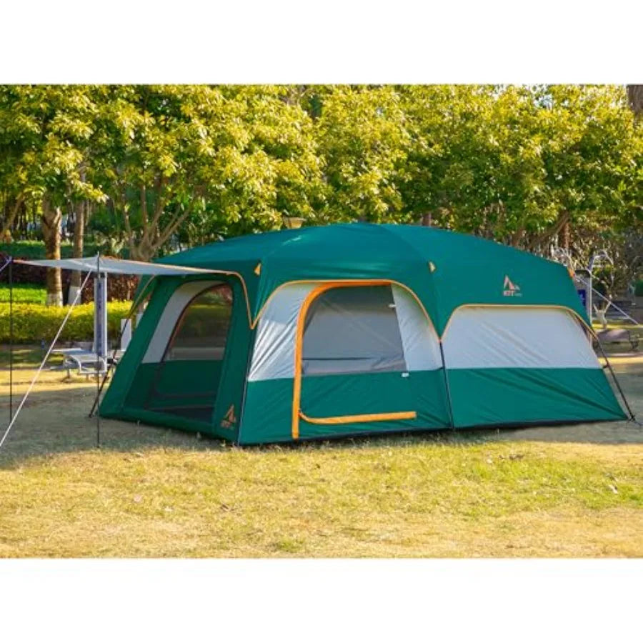 Extra Large Tent 6101214 Person StyleB Family Cabin Tents with 2 Rooms 3 Doors and 3 Windows Featuring Mesh Panels Straight Wal