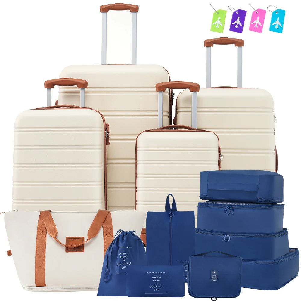 4Pcs Hardshell Luggage Set 16/20/24/28 Inch with Bag Lightweight Spinner Suitcase TSA Lock Travel Luggage