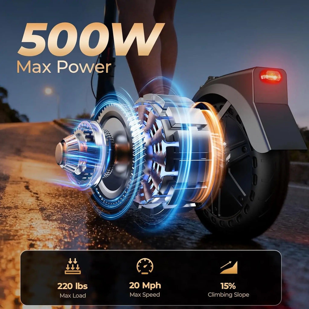 500W Electric Scooter 8.5 Inch 20 Mile Max Range Foldable E-scooter with Double Suspension APP Control Adult Electric Scooter