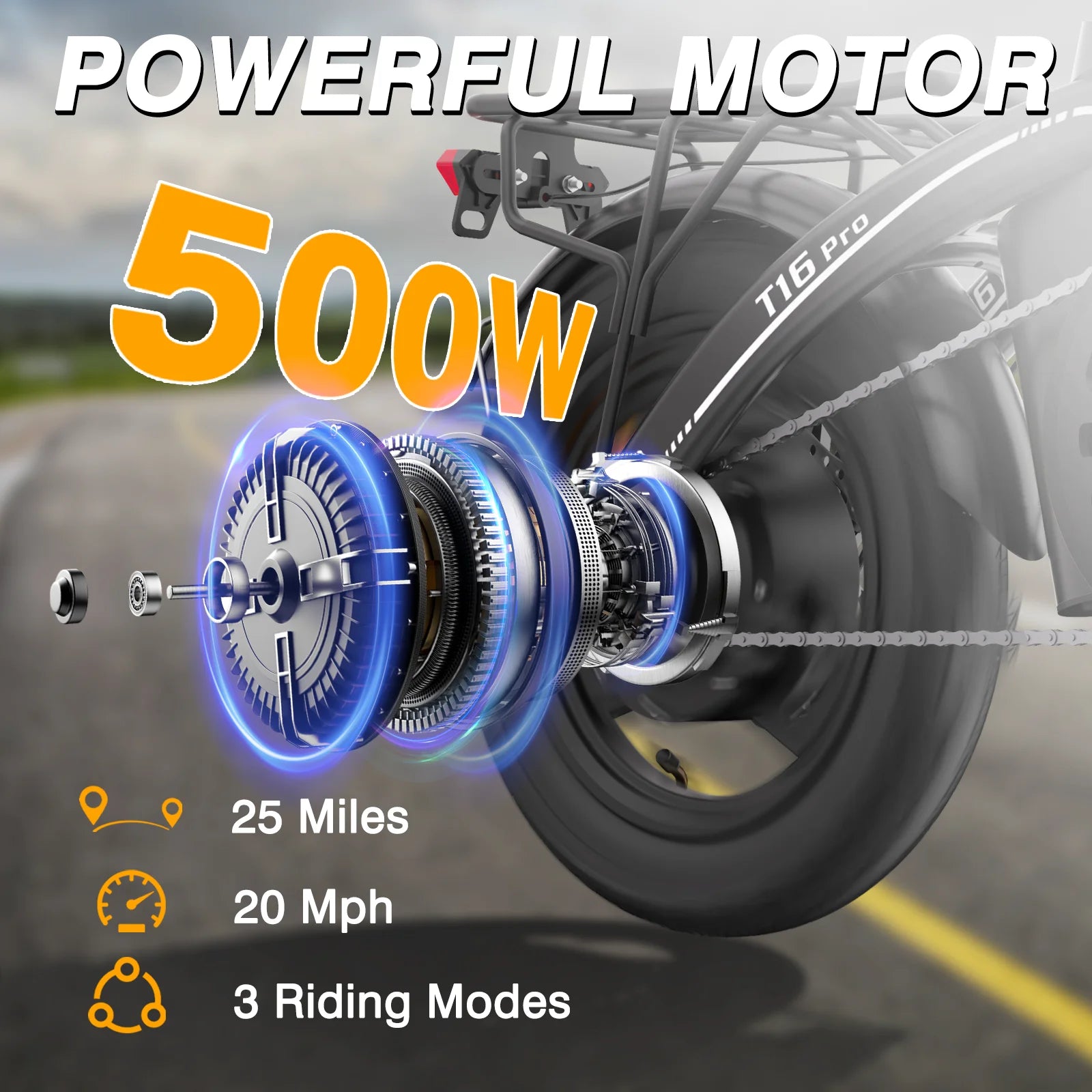 Folding Electric Bike 500W UL Certified, 36V 13Ah, 30 Mile Range, Compact Fold,Dual Disc Brakes, US Stock E bike Bodywel T16pro