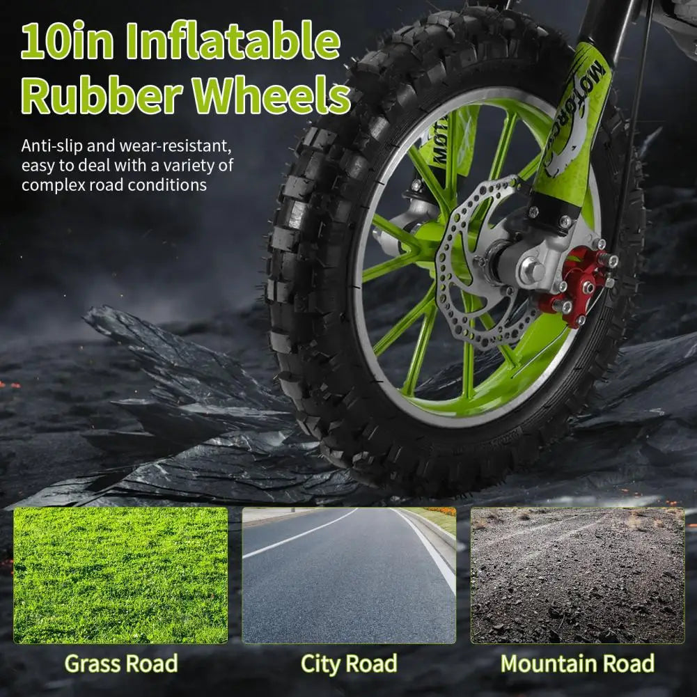 49cc 2-Stroke Kids Dirt Bike, Gas Power Motocross, Off Road Mini Motorcycle, Children Motorbike Front Rear Disc Brakes, Pull Sta