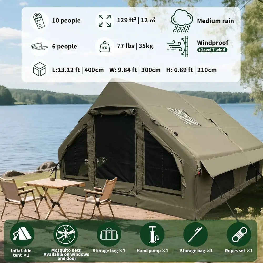 All-Season Dual Door Luxury Tent with Built-in Stove Jack, Wind & Rain Resistant, Breathable & Durable Fabric, Quick Setup, Mosq