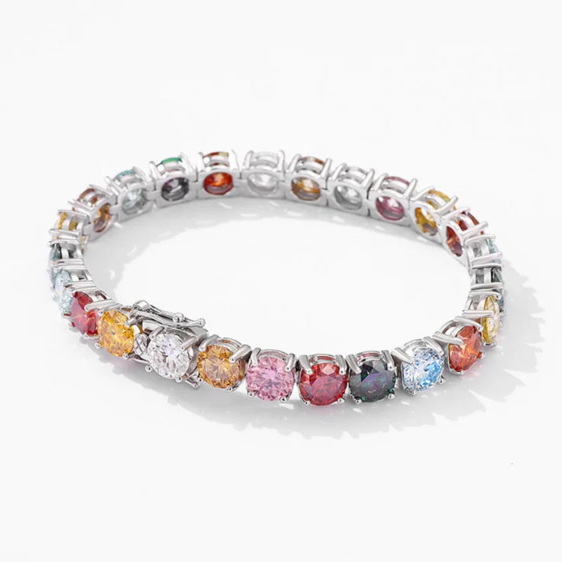 LYEE CYEE Rainbow Moissanite Tennis Dopamine Bracelet 925 Silver Party Jewelry luxury Valentine's Day and Mother's Day Gifts