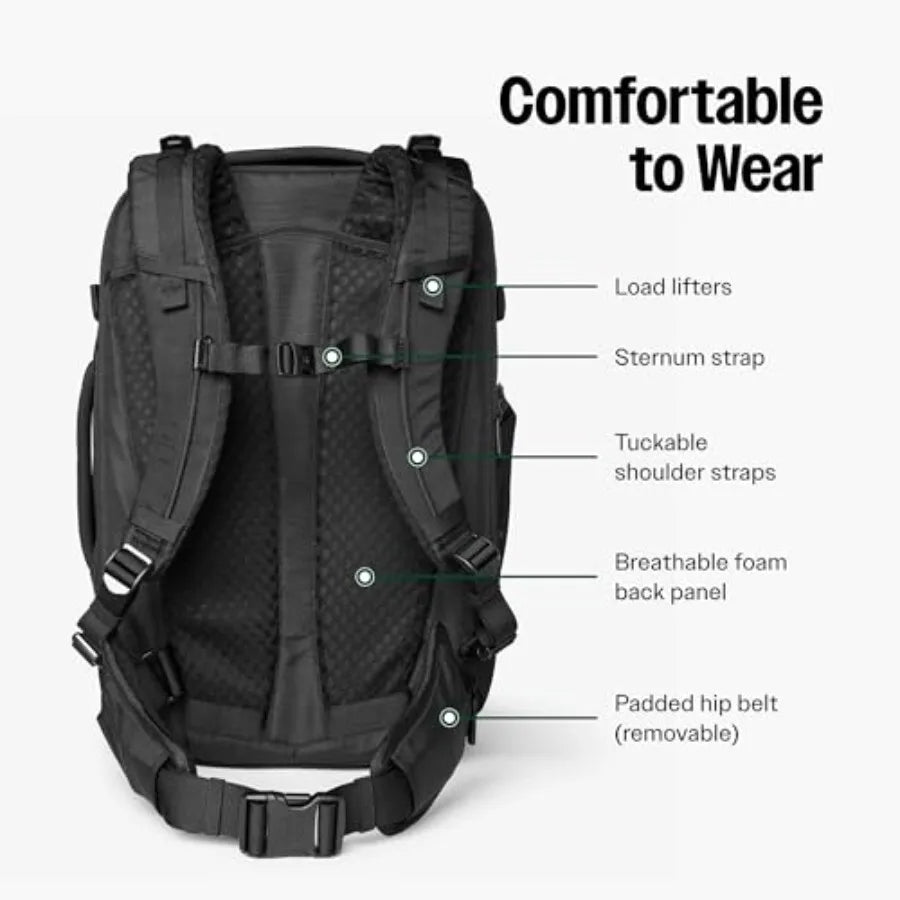 Expandable Travel Backpack 27-32.5L Carry-On for Men and Women - Durable Polyester with Laptop Compartment Airline-Approved Eas