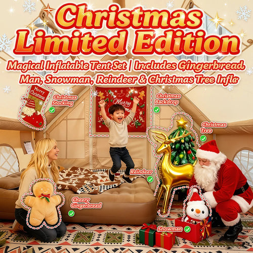 13' x 10' Large Inflatable Tents for Camping 8-10 Person, 4 Season Luxury Air Tent with Stove Jack for Outdoor Christmas Camping