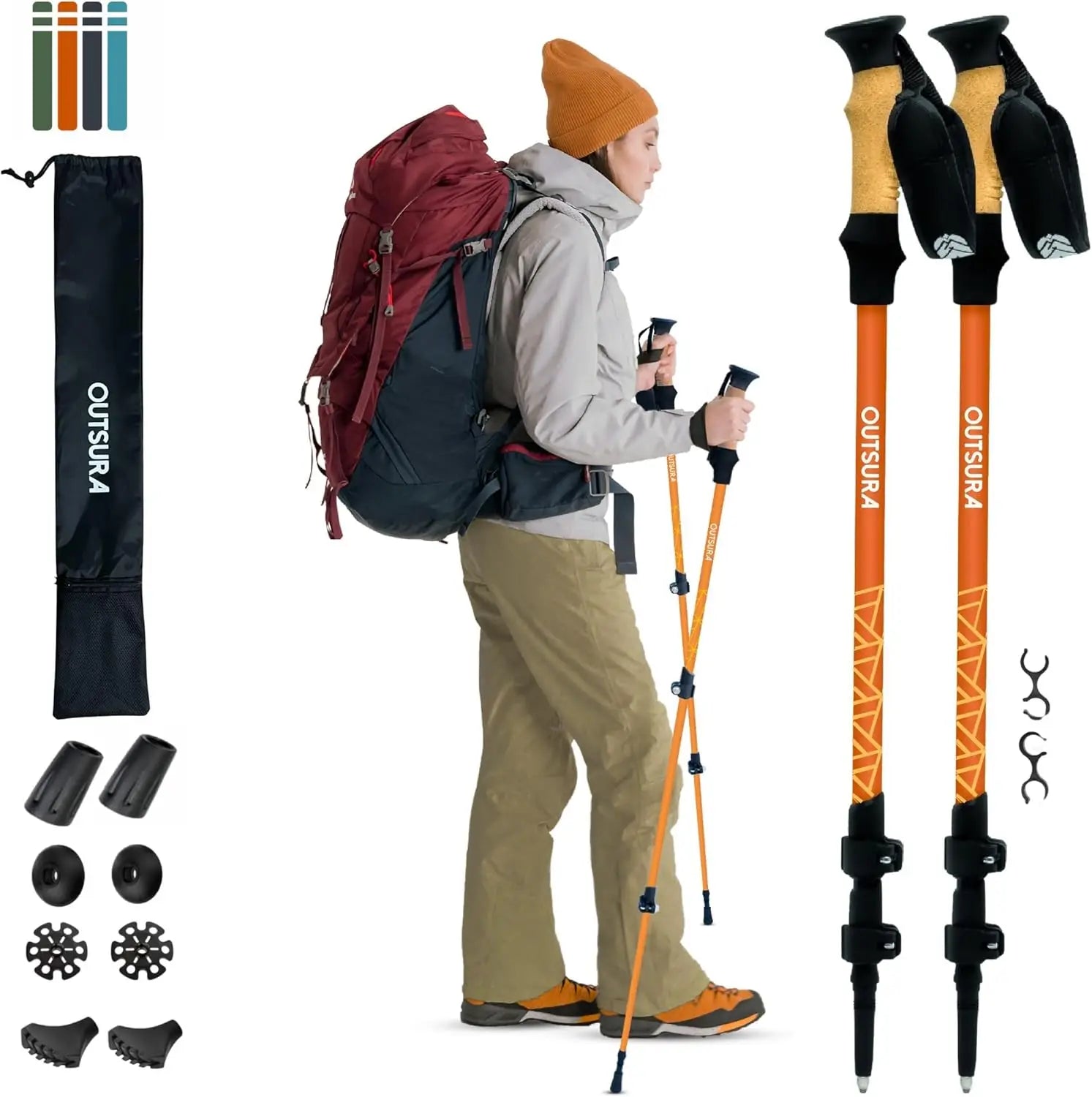 Carbon Fiber Hiking Stick 2 Pack – Professional Grade, Collapsible Trekking & Walking Sticks for Hiking