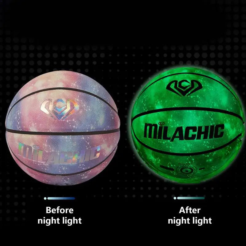 Luminous Basketball Night Reflective Football Glow In The Dark Basketball Size 7 For Adults Outdoor Sports Team Training Ball