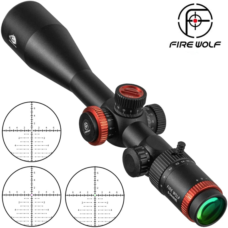 FIRE WOLF 6-24X50E FFP Hunting Tactical Optical Sight Sniper Rifle Scope Airsoft Accessories Spotting Scope for Rifle Hunting